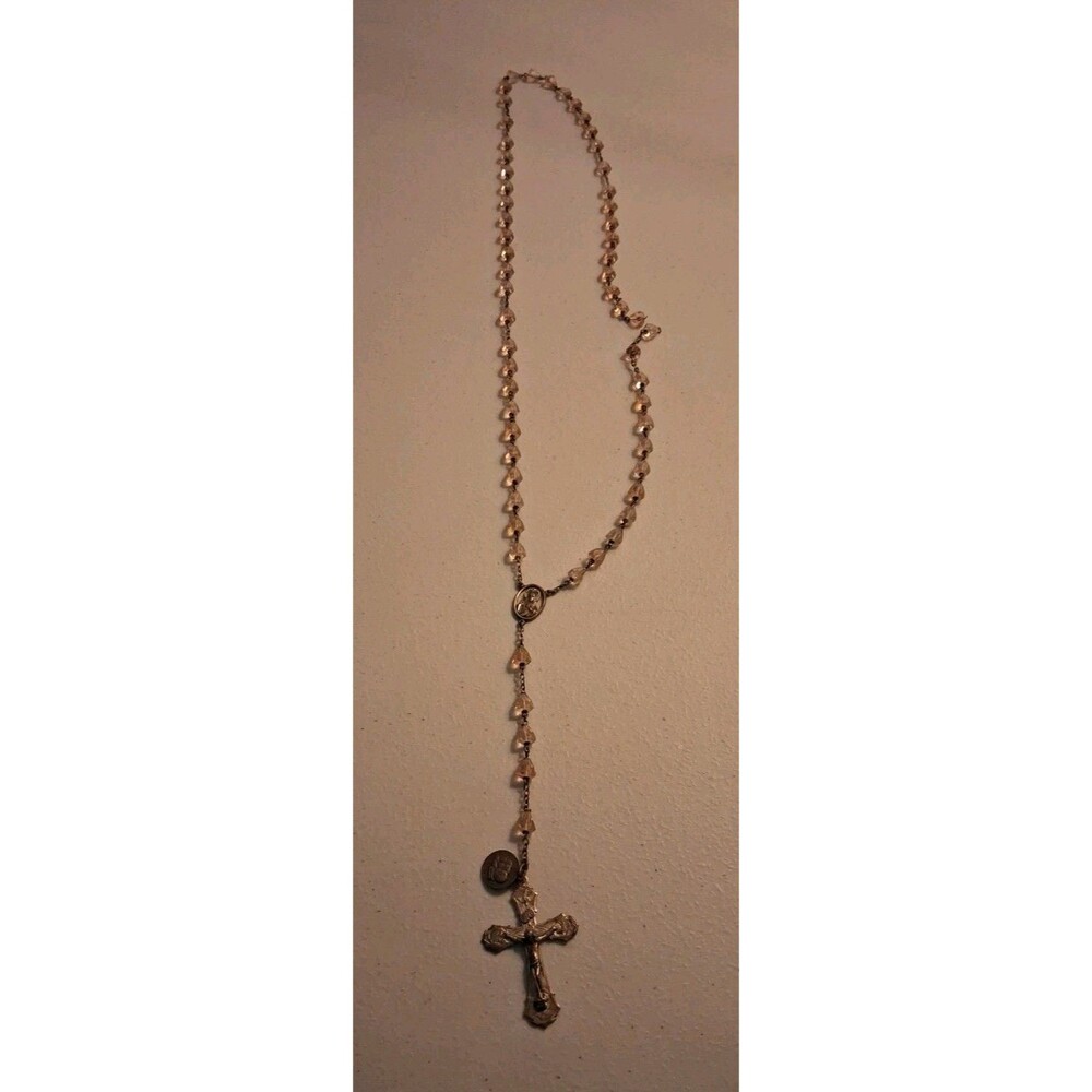 Vintage Sterling Rosary Pale Pink Beads